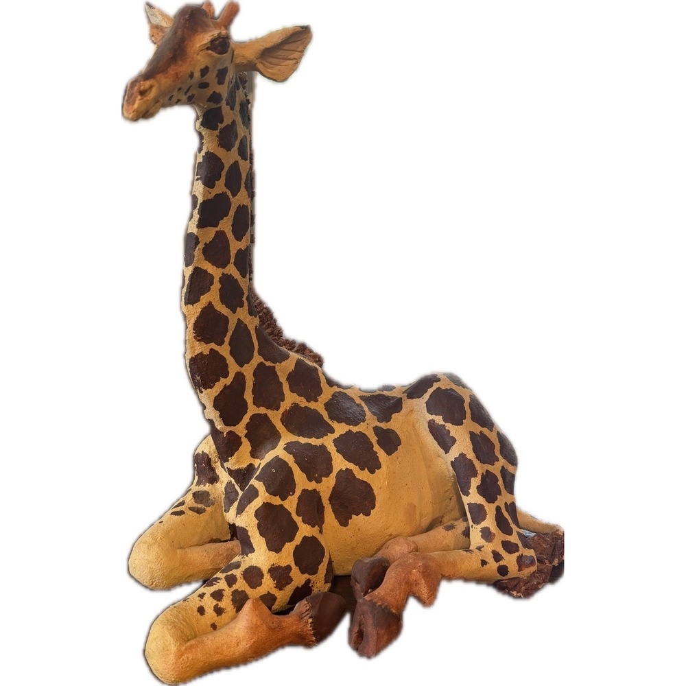 Large Handmade Pottery Giraffe Sculpture Ceramic Safari Folk Art Decor 12"